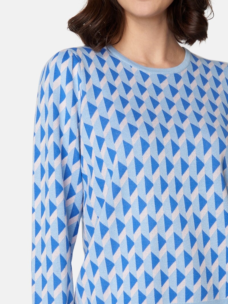 Signature pullover jacquard print blauw