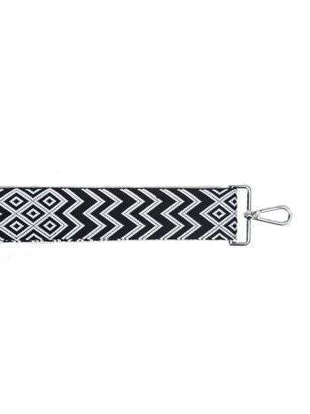 Just Dreamz Schouderband verstelbaar ribbel zwart- wit (bag straps) 150cm zilver