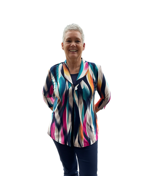 2in1 (twinset) met kraag en knoop multicolor