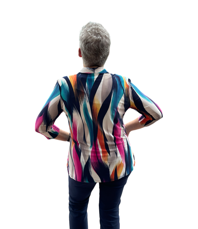 2in1 (twinset) met kraag en knoop multicolor