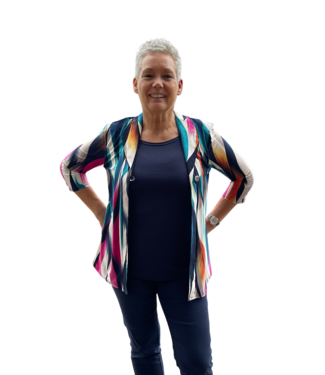 BLAUW 2in1 (twinset) met kraag en knoop multicolor