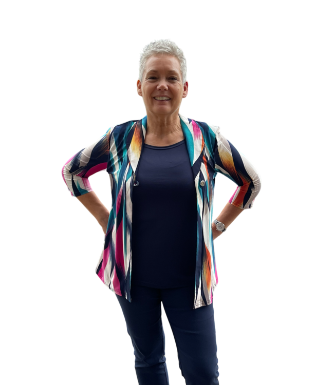 2in1 (twinset) met kraag en knoop multicolor