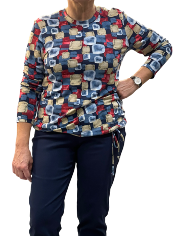 Navigazione pullover ronde halslijn blokprint rood