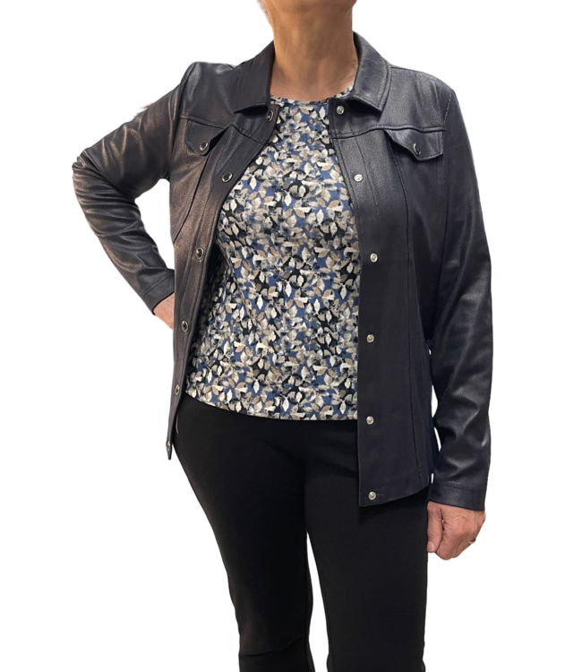 vest- jasje met knopen marine  (suedine- look)