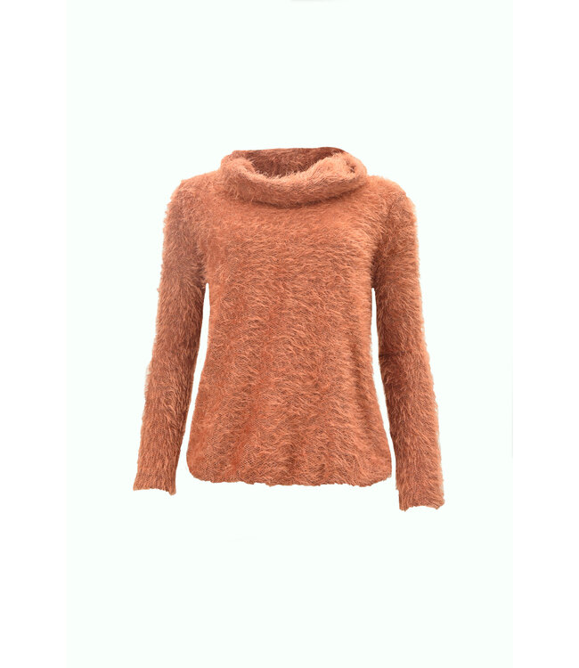 blouson pullover met col hairy brique