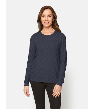 Signature pullover met blok en knoopjes marine