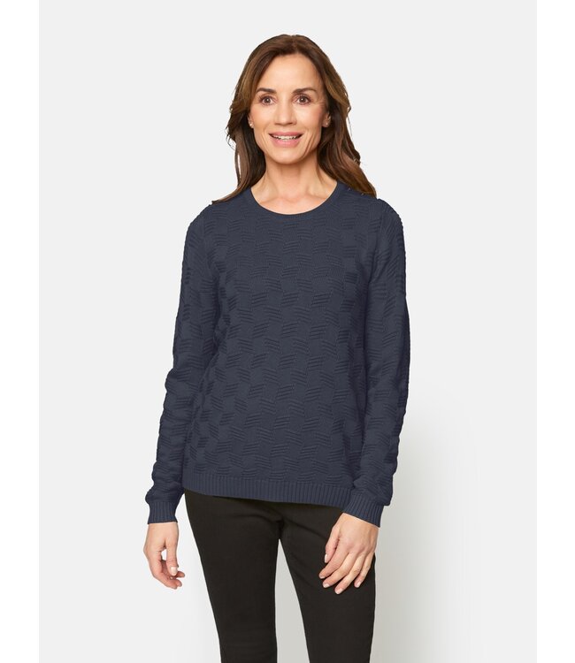 pullover met blok en knoopjes marine