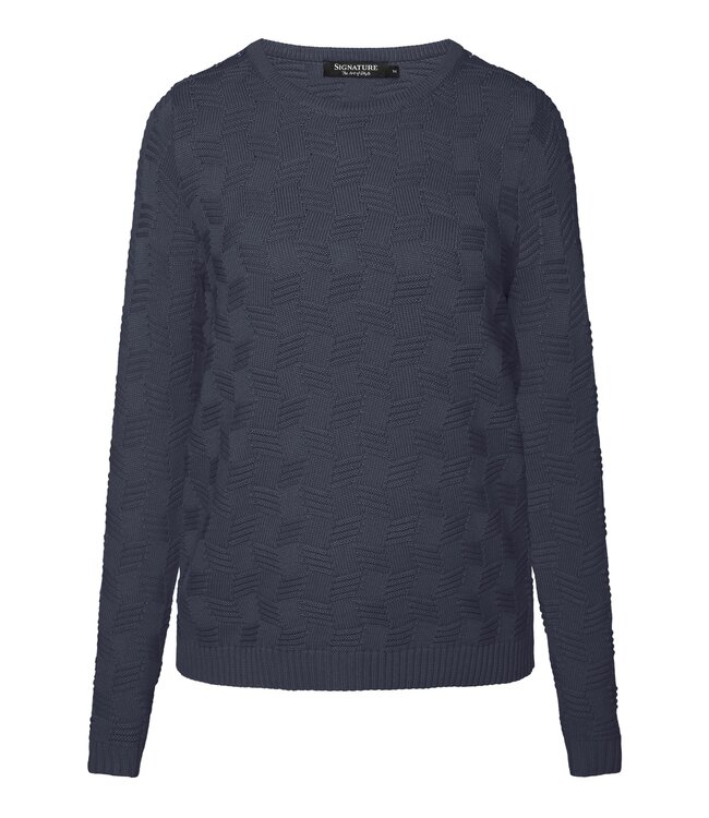 pullover met blok en knoopjes marine