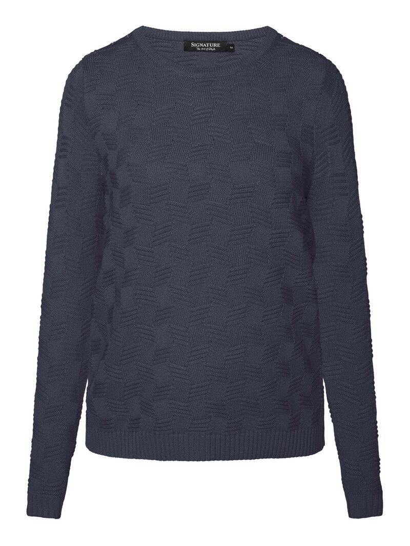 Signature pullover met blok en knoopjes marine