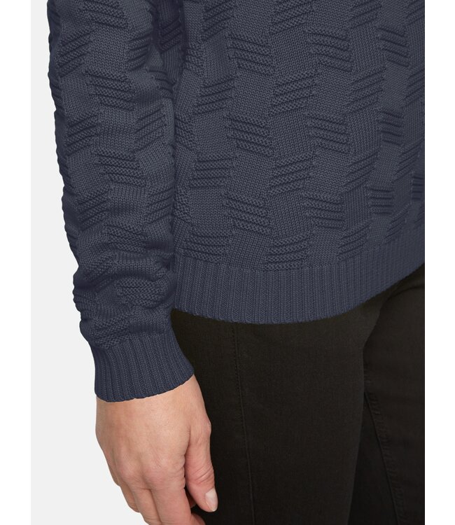 pullover met blok en knoopjes marine
