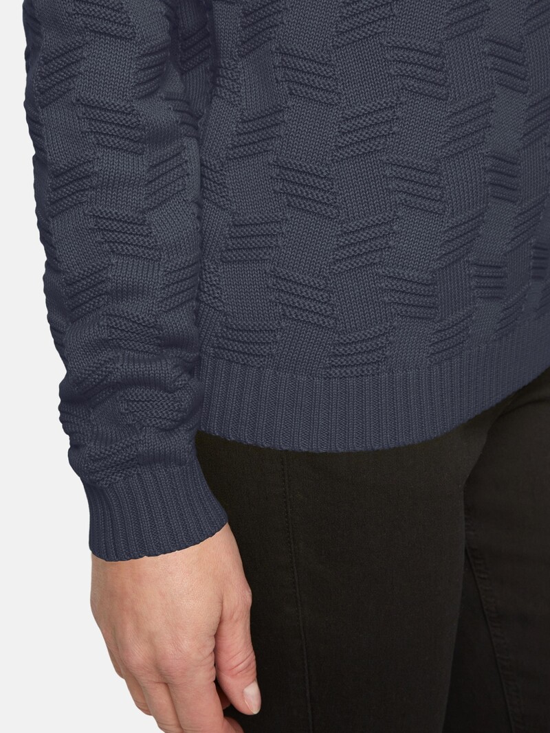 Signature pullover met blok en knoopjes marine