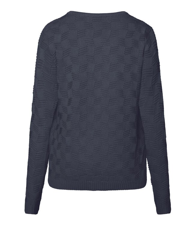 pullover met blok en knoopjes marine