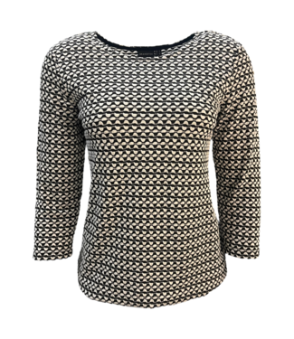 Brandtex. blouson shirt met boord patroon zwart