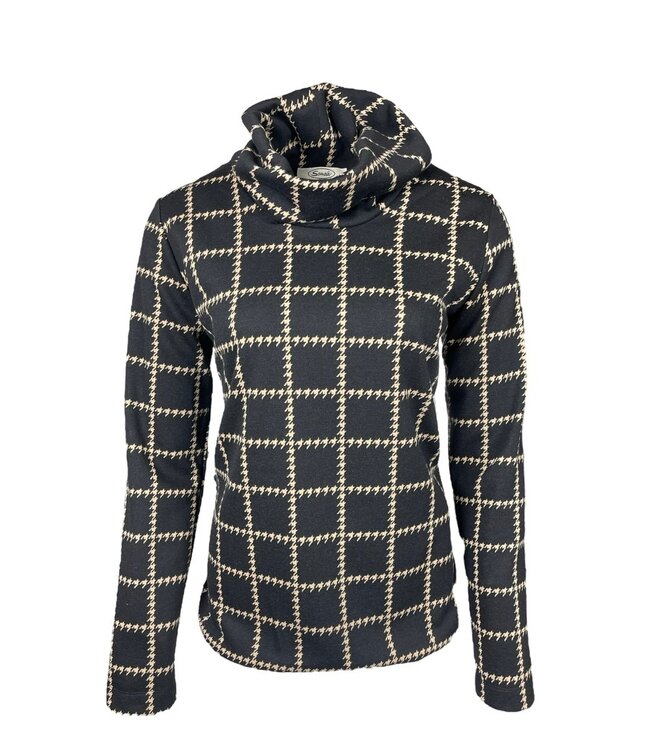 blouson pullover met col pepita zwart