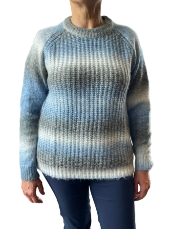 Gabriella K. pullover gebreid met boord blauw