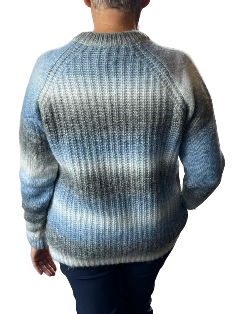 Gabriella K. pullover gebreid met boord blauw