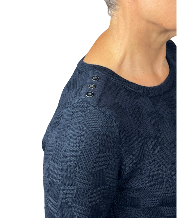 pullover met blok en knoopjes marine