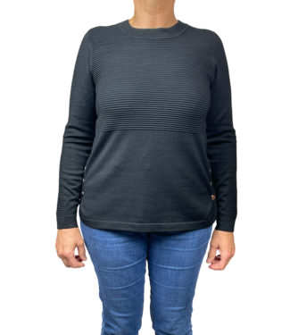 Brandtex. pullover rib met knopen zwart
