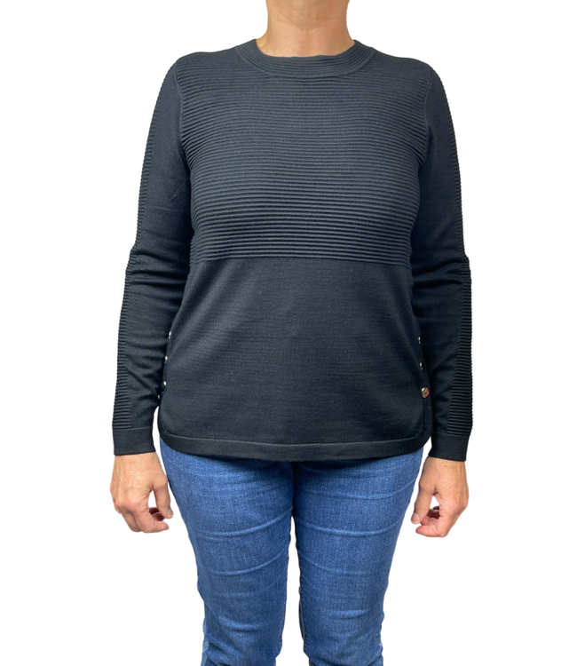 pullover rib met knopen zwart