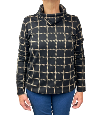 Sensia blouson pullover met col pepita zwart
