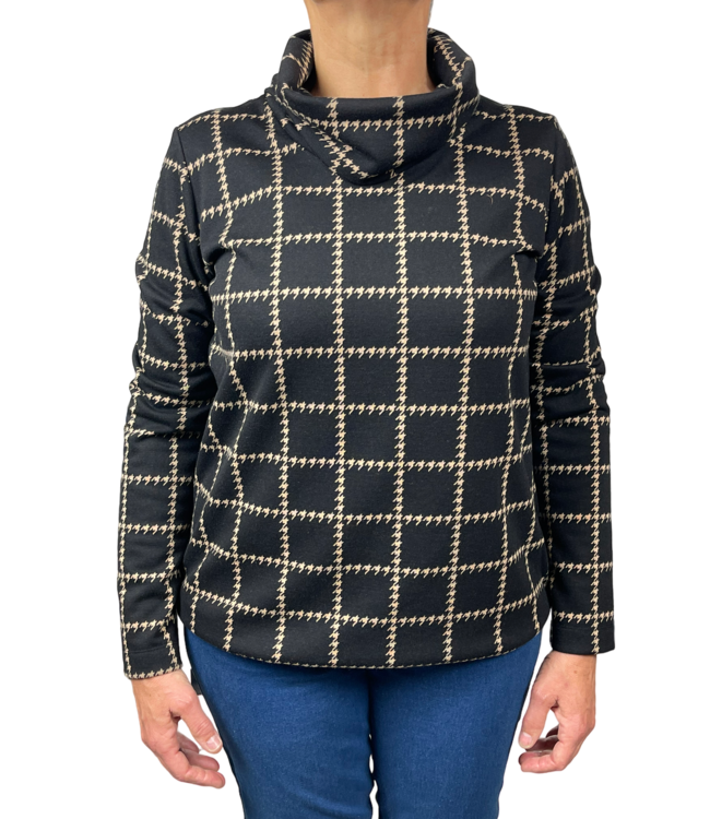 blouson pullover met col pepita zwart