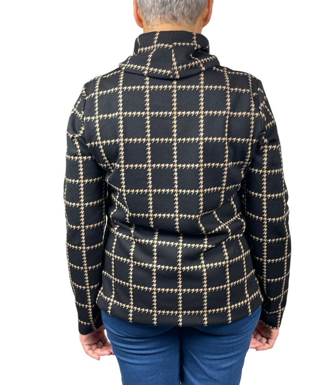blouson pullover met col pepita zwart