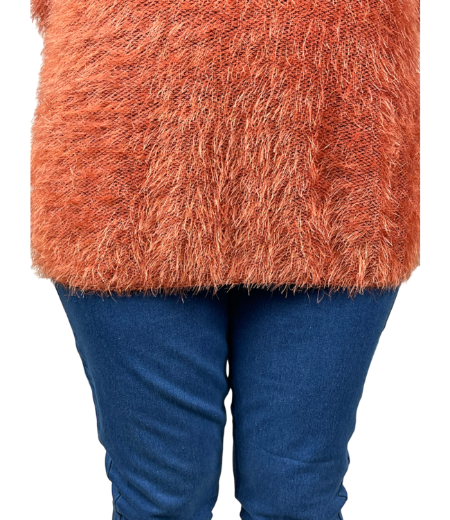 blouson pullover met col hairy brique