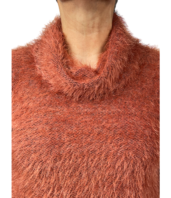 blouson pullover met col hairy brique