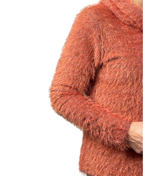 blouson pullover met col hairy brique