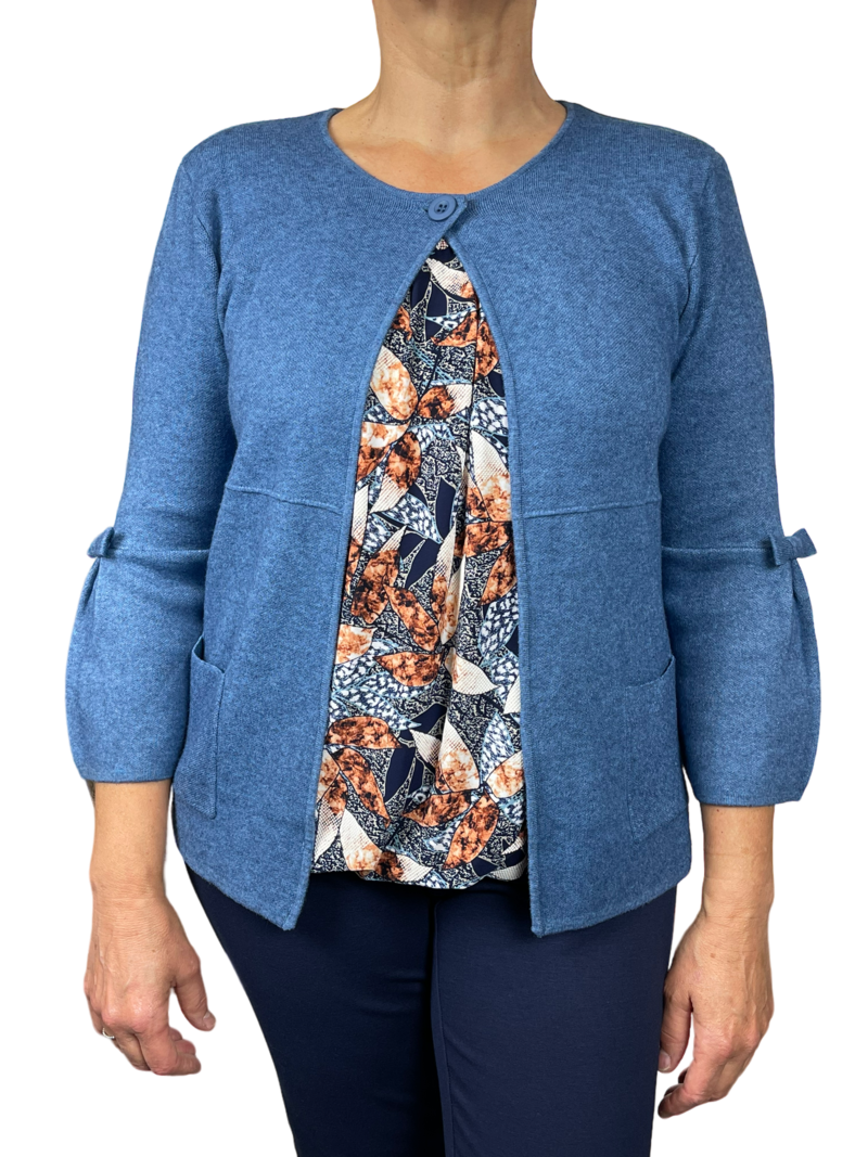 Marinello vest met knoop en strik jeansblauw