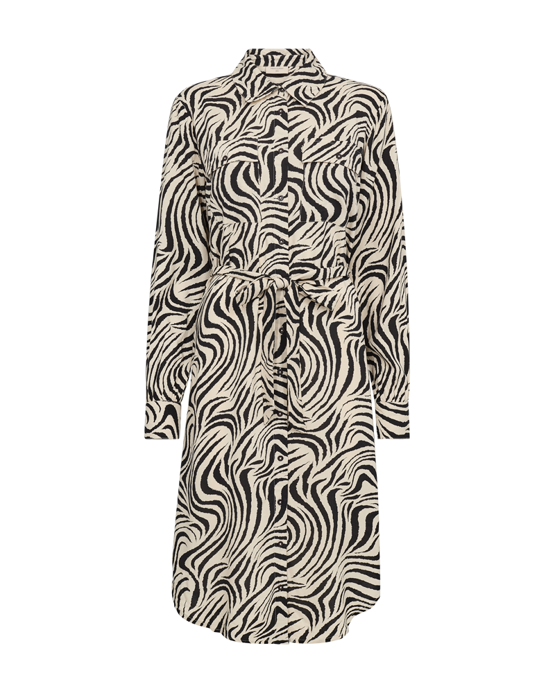FreeQuent jurk Nolla met print beige- zwart Z2024 - 203616