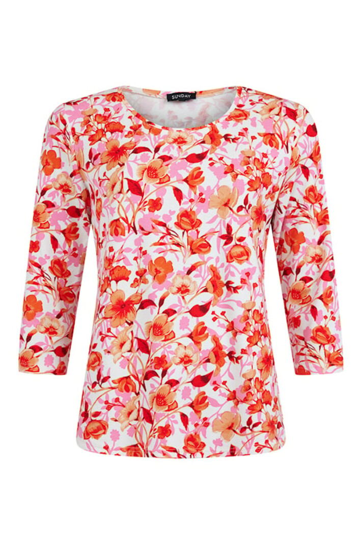 Sunday shirt bloemenprint rood Z2024 - 6503-6053-0