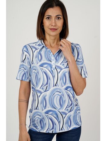 Marinello polo cirkelprint blauw