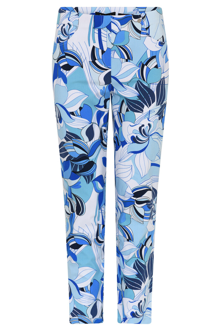 Robell stretch broek print blauw Bella-09 (68cm) Z2024 - 52428-54772-64