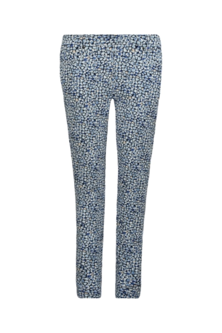 Sensia strech broek blokjes print Pita blue