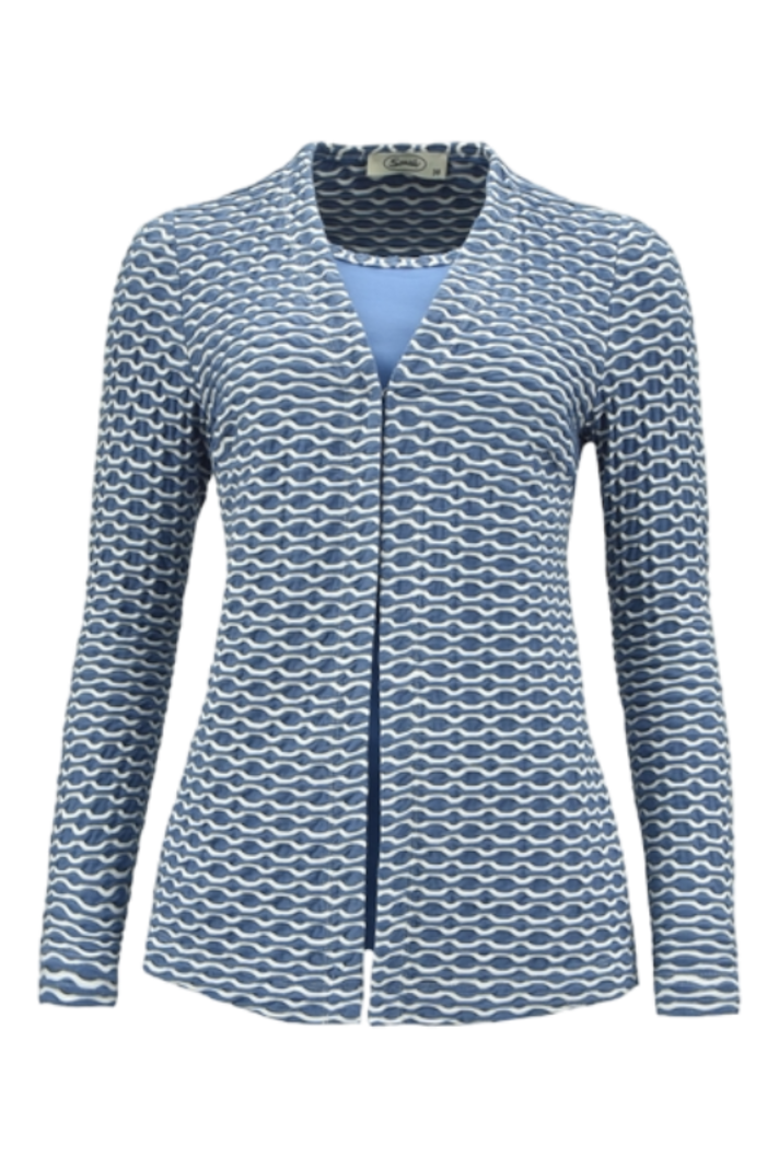 Sensia twinset gevlochten "Davos" blauw