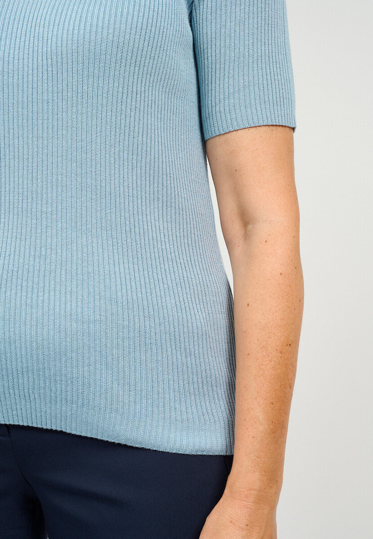 Signature rib- truitje turtle neck blue