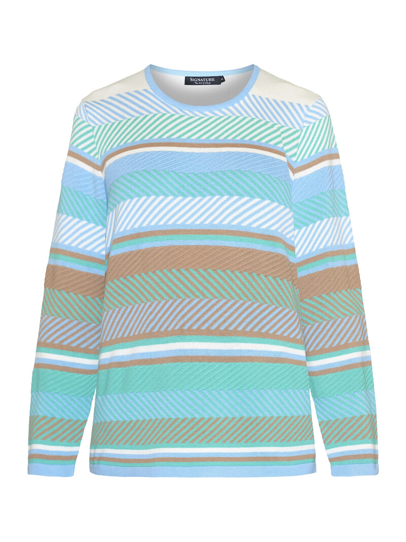 Signature zomer pullover met patroon aqua