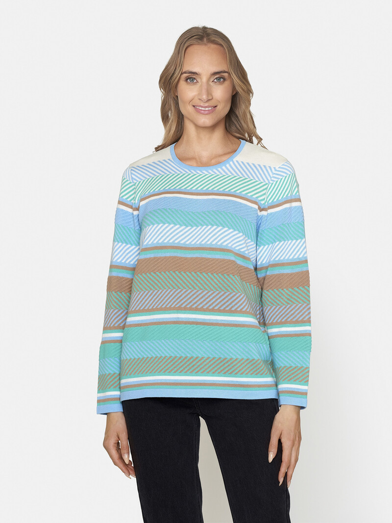 Signature zomer pullover met patroon aqua