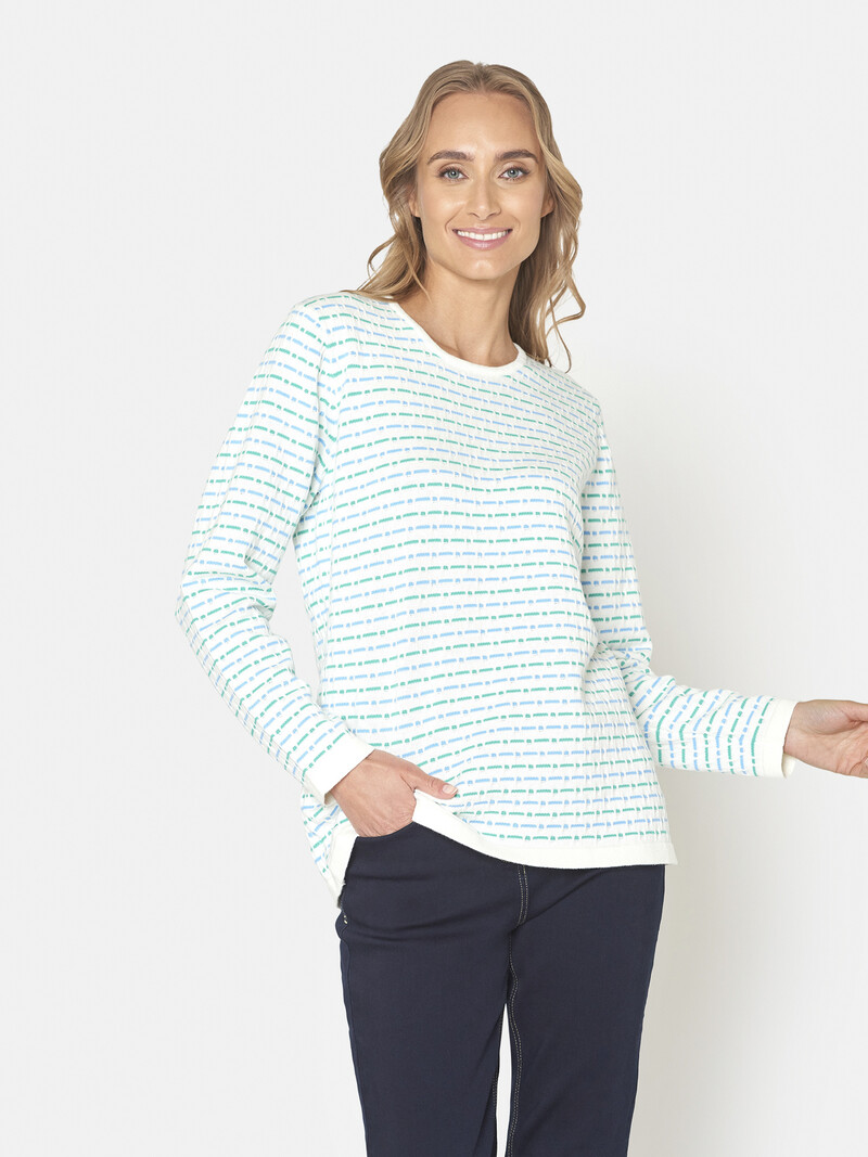 Brandtex. zomer pullover met strepen aqua