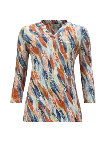 Sensia shirt Babsy v-hals bladeren koraal