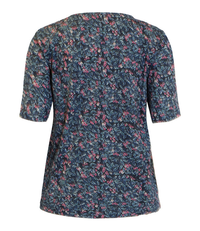 shirt bloemenprint marine