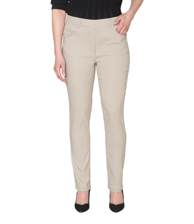 strech broek met figuur Star beige