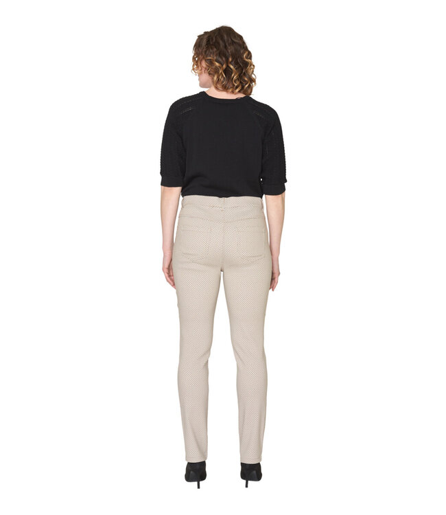 strech broek met figuur Star beige