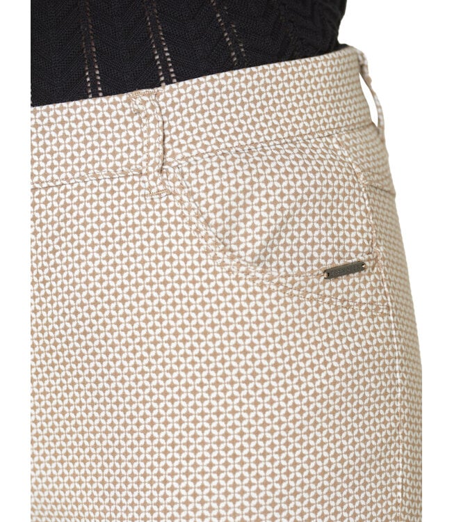 strech broek met figuur Star beige