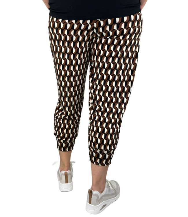 stretch broek met wokkel- print zwart