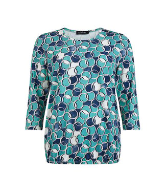 Sunday blouson bolletjes print blauw- groen