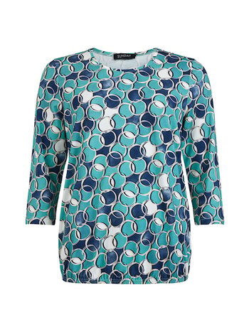 Sunday blouson bolletjes print blauw- groen