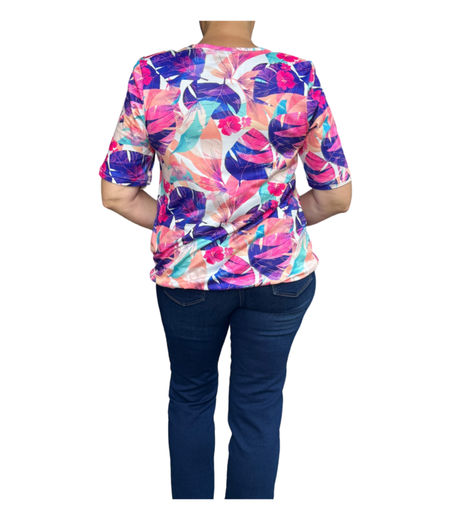dames blouson shirt Hawaï-print roze