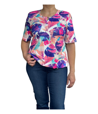 BLAUW dames blouson shirt Hawaï-print roze